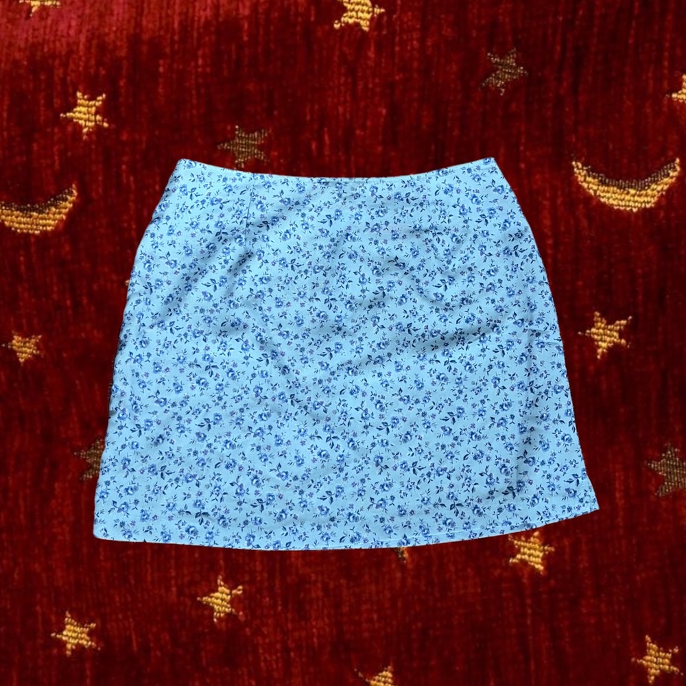 Vintage Blue A-Line Mini Skirt for Casual Wear